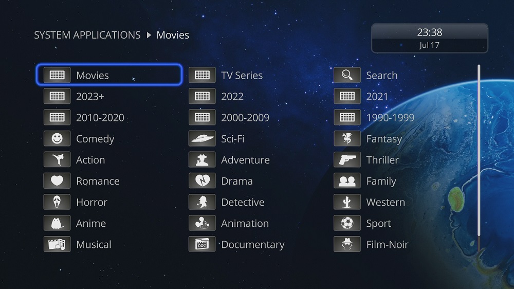 Interface of eweat.com's 8K video player showing various movie categories and search options for enhanced entertainment experience