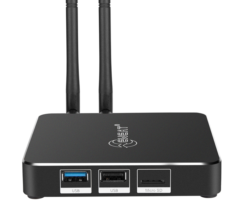 EWEAT 4K Smart TV Box with digital display and antennas for enhanced streaming, available at eweat.com