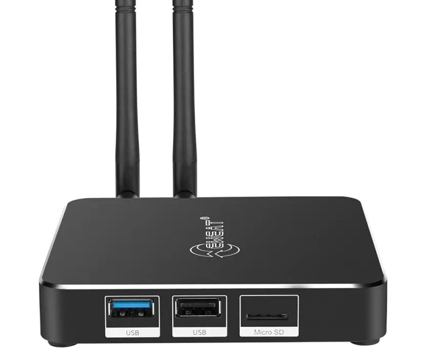 EWEAT 4K Smart TV Box with digital display and antennas for enhanced streaming, available at eweat.com