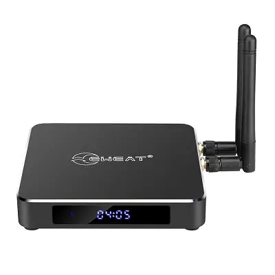 EWEAT 4K Smart TV Box with digital display and antennas for enhanced streaming, available at eweat.com