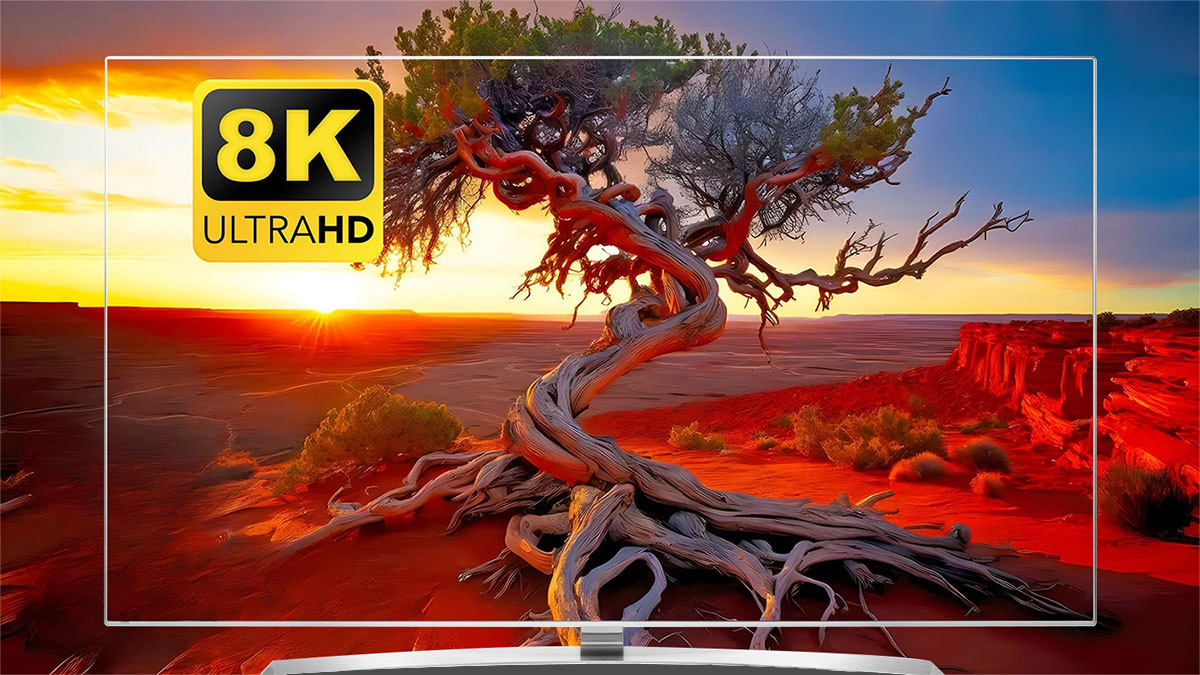 8K Ultra HD display showcasing stunning landscape, ideal for eweat.com's 8K video player