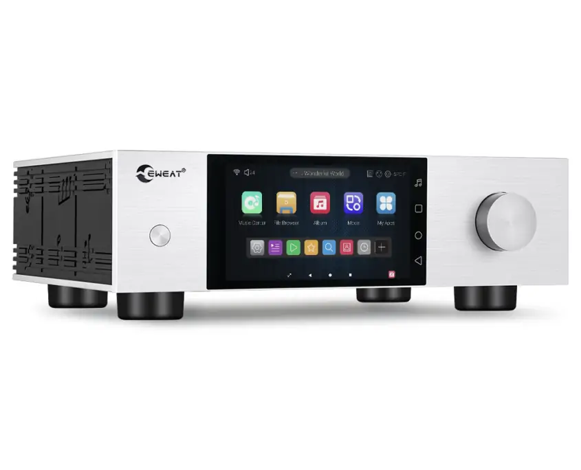 EWEAT streaming music player with touchscreen interface, available at eweat.com for high - quality D35 hifi music streaming