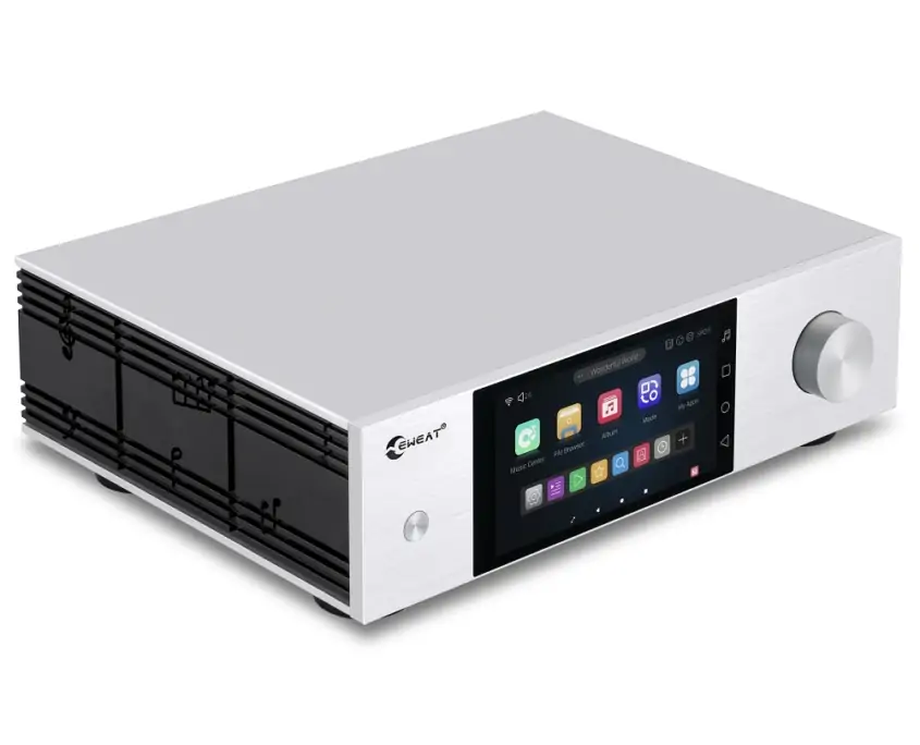 EWEAT streaming music player with touchscreen interface, available at eweat.com for high - quality D35 hifi music streaming