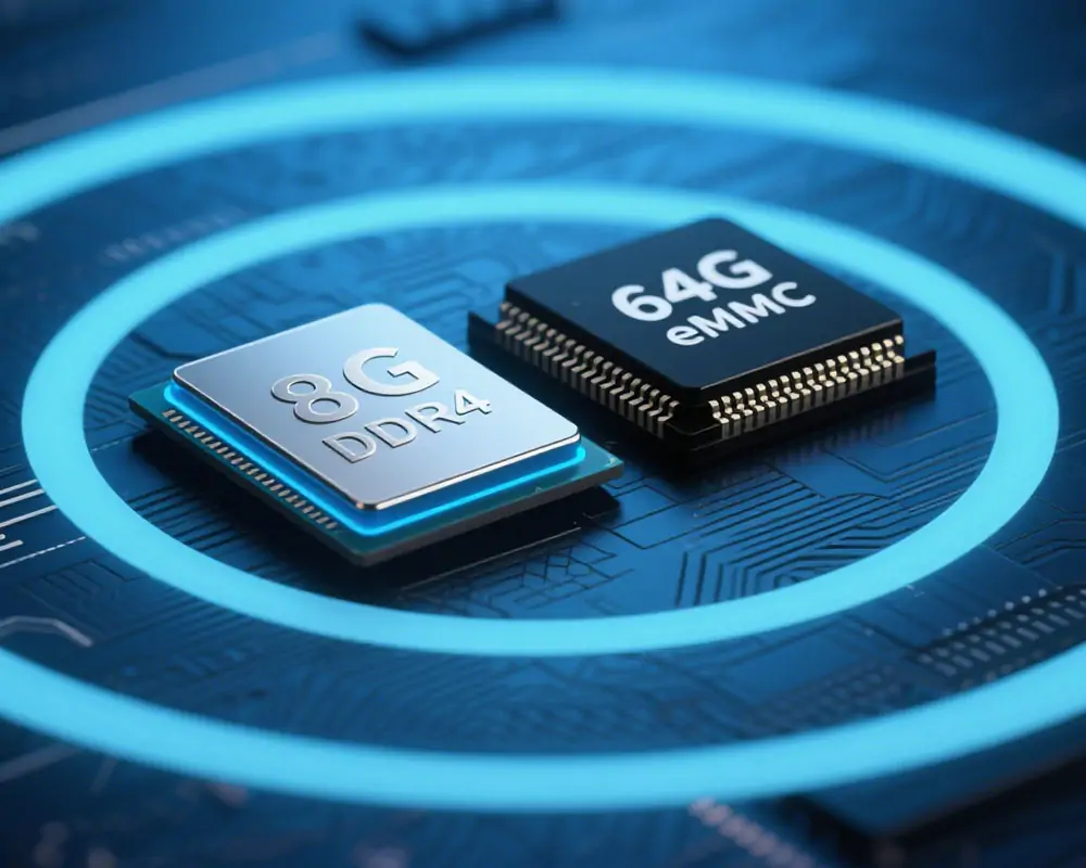 eweat-hifi-music-streamer-8g-64g 8G DDR4 and 64G eMMC chips for eweat.com's HiFi streamer player, ensuring smooth performance