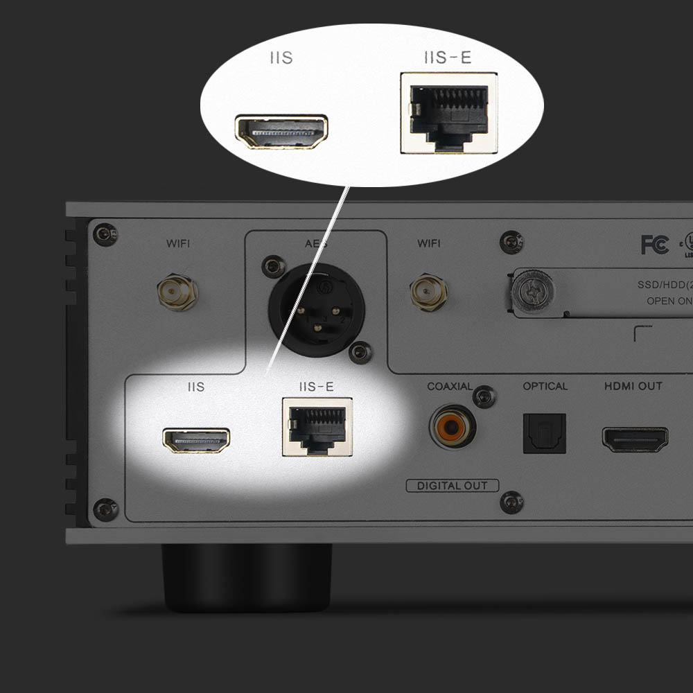 IIS of EWEAT streaming music player with various connectivity ports, available at eweat.com for versatile audio connections