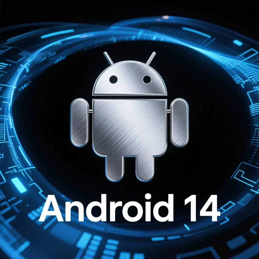 eweat-hifi-music-streamr-android14 Android 14 logo representing the operating system, powering HIFI music streamer from eweat.com