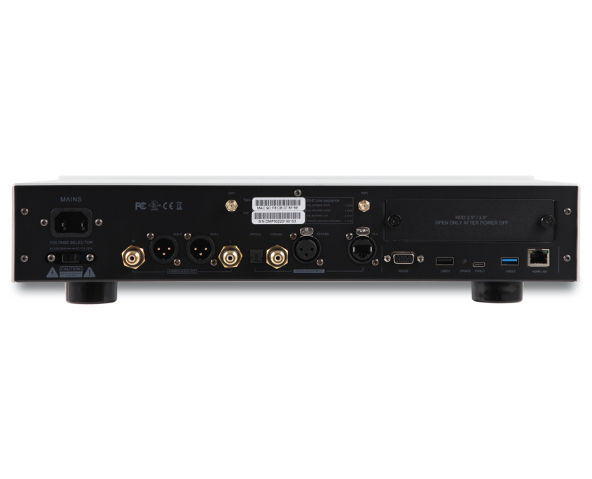 Rear view of EWEAT audio device with multiple ports for high - fidelity sound connectivity, available at eweat.com