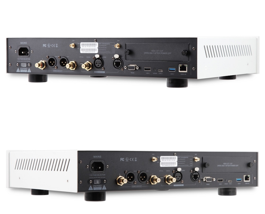 Rear different view of EWEAT audio device with multiple ports for high - fidelity sound connectivity, available at eweat.com