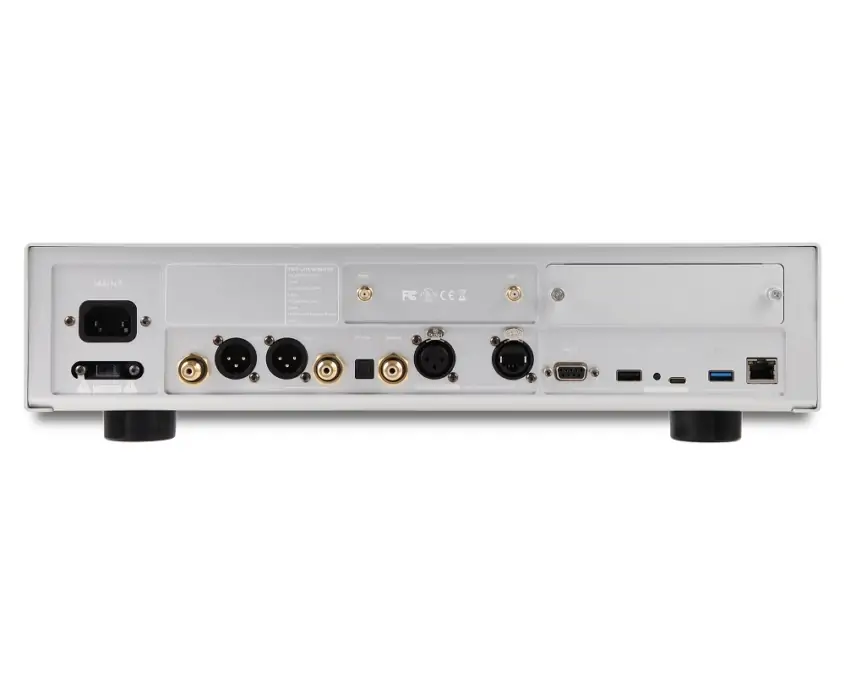 Rear view of EWEAT audio device with multiple ports for high - fidelity sound connectivity, available at eweat.com